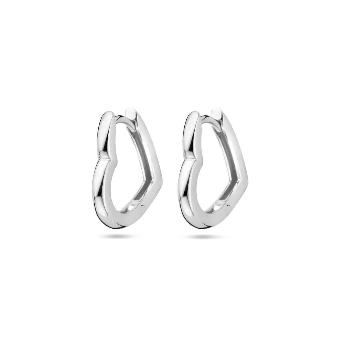 Klapp-Ohrringe in Herzform, 16 mm, aus rhodiniertem Silber
