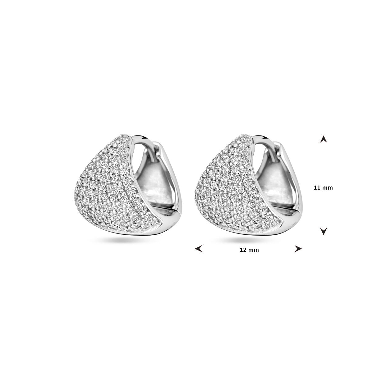 Klappohrringe Zirkonia 11 mm Silber rhodiniert