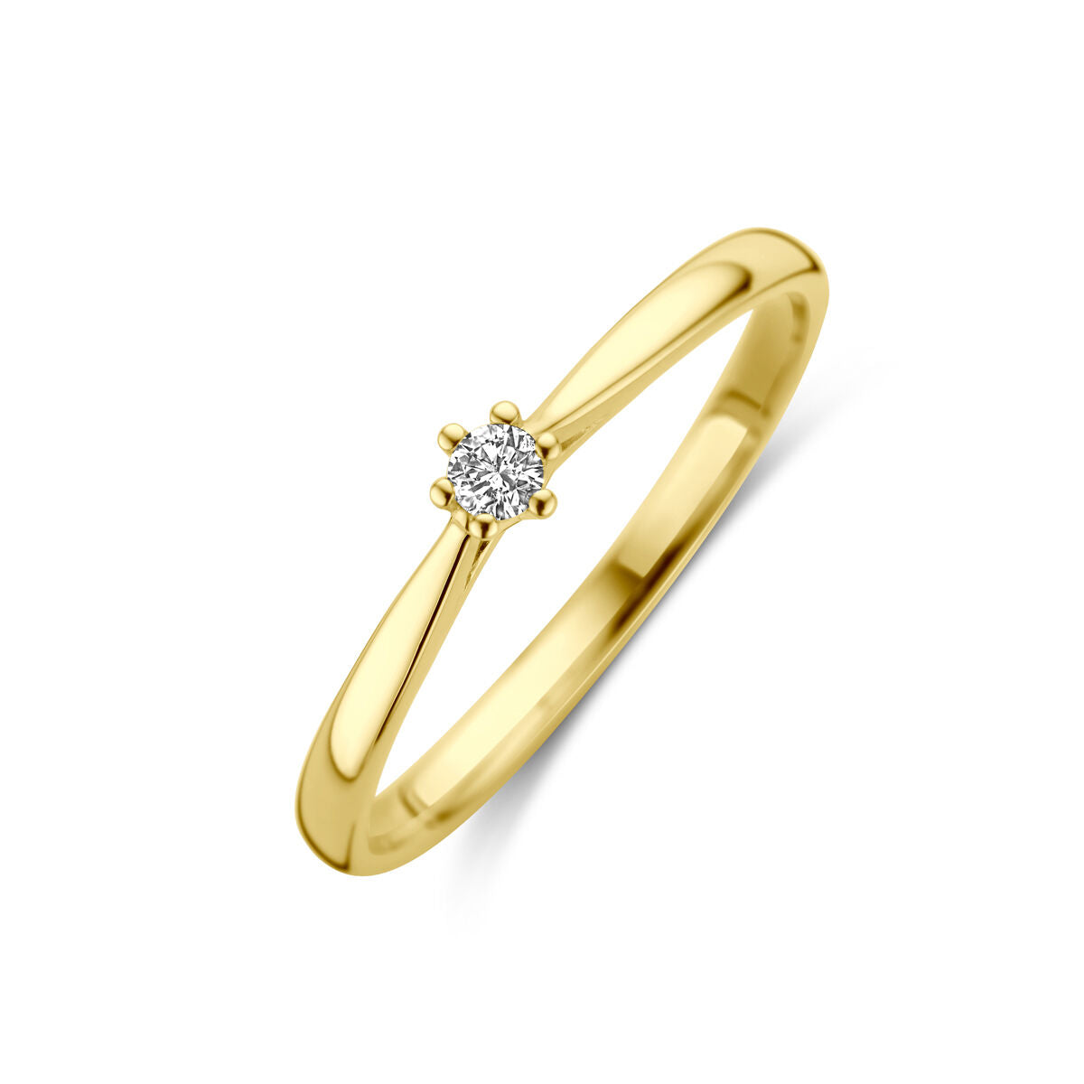 Ring aus 14K Gelbgold mit einem 0,05 ct Diamanten in der Mitte
