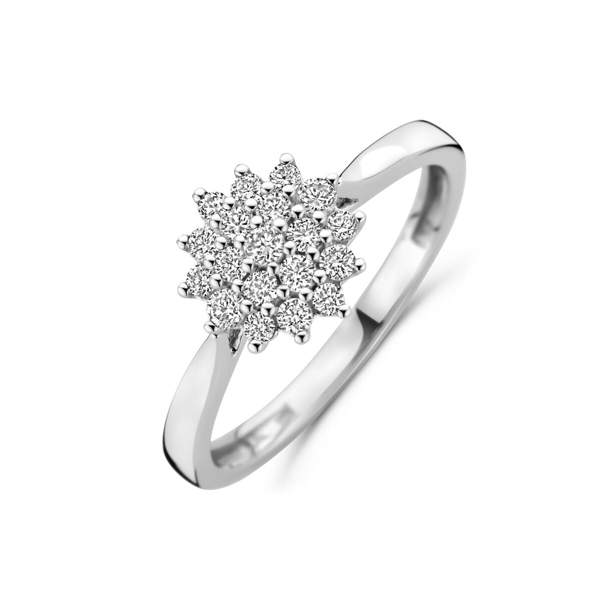 Ring aus 14K Weißgold mit blütenförmigem Diamantbesatz und 0,33 ct lab-grown Diamanten