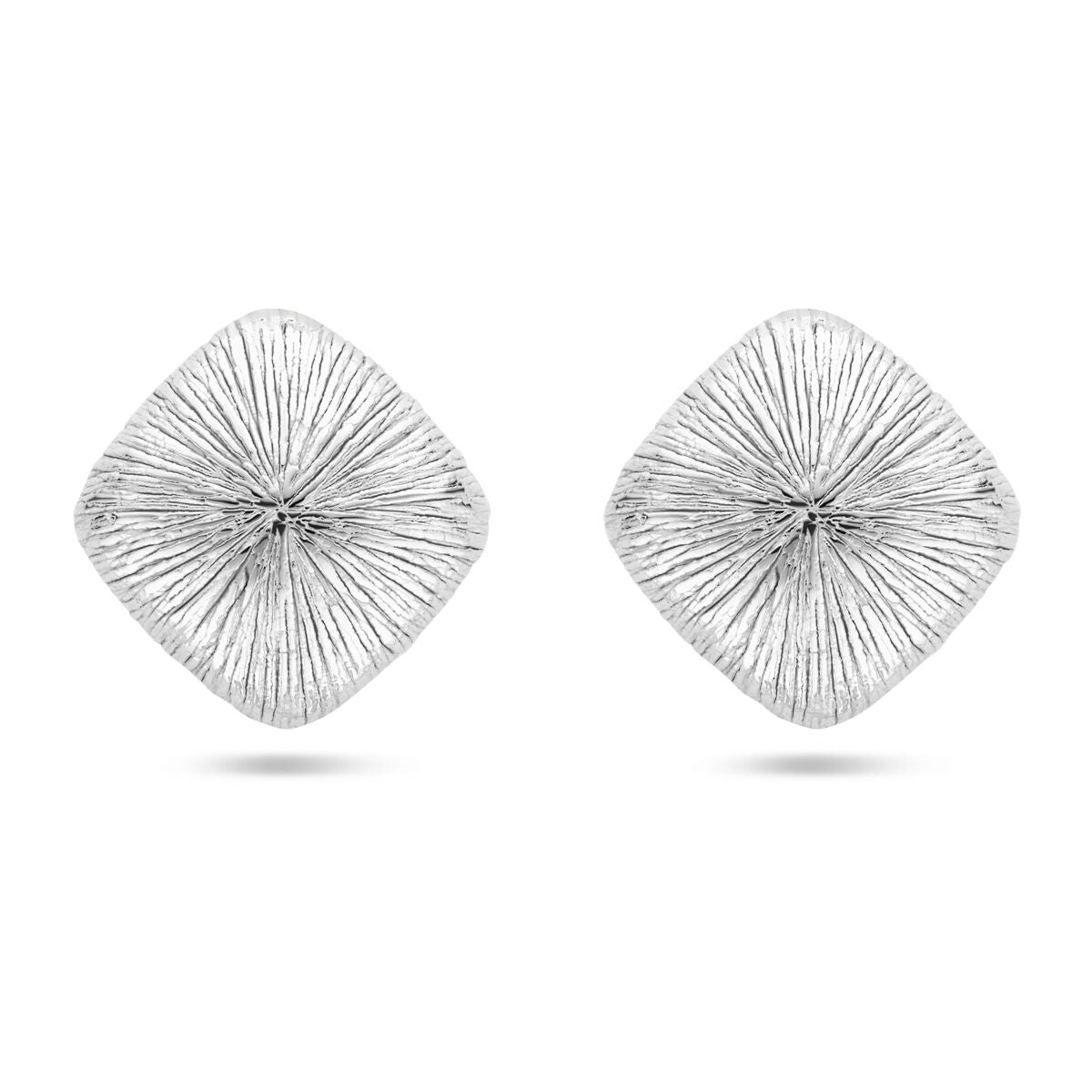Ohrstecker aus rhodiniertem Silber mit quadratischer Form und strukturiertem Design