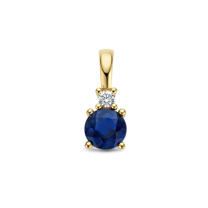 Anhänger Saphir und Diamant 0,02 ct h p1 14 K Gelbgold