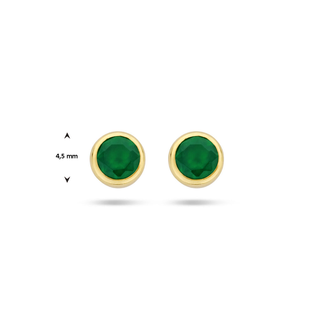 Ohrstecker grüner Achat 14K Gelbgold