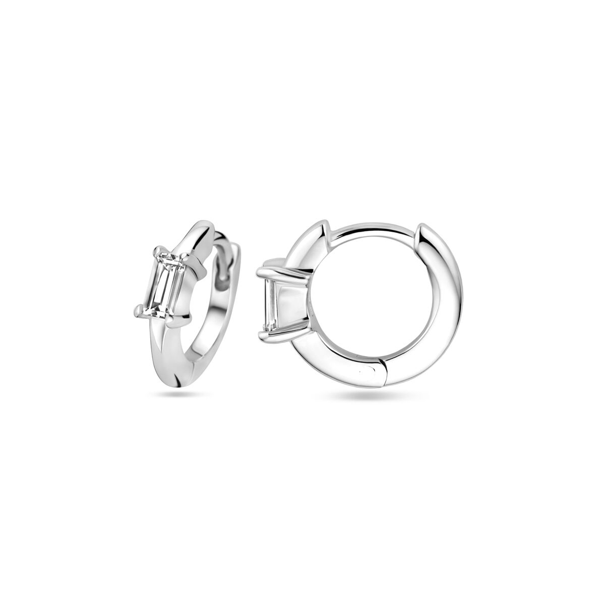 Klappcreolen Zirkonia 10,5 mm Silber rhodiniert