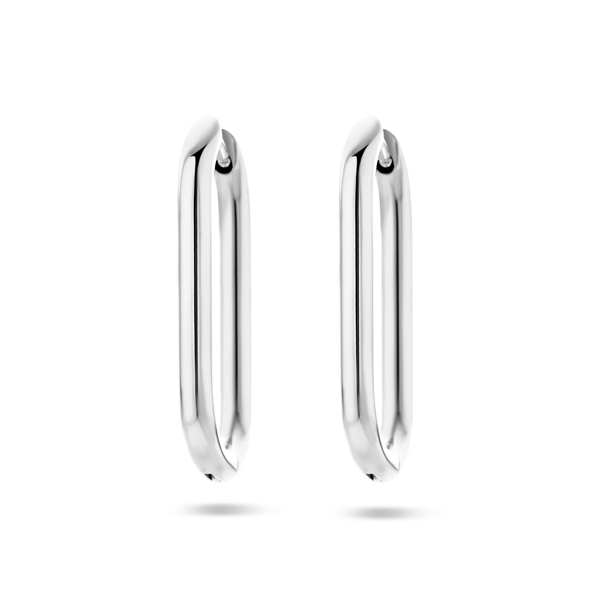 Klapp-Ohrringe aus Edelstahl in Form einer Paperclip mit glänzender Oberfläche