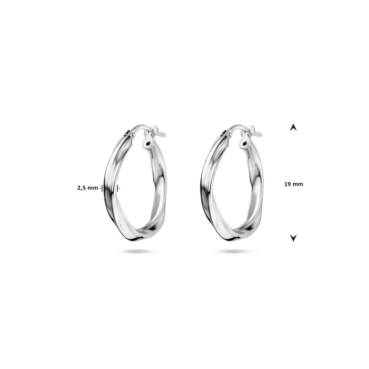 Ohrringe gedreht 2,0 mm Silber rhodiniert