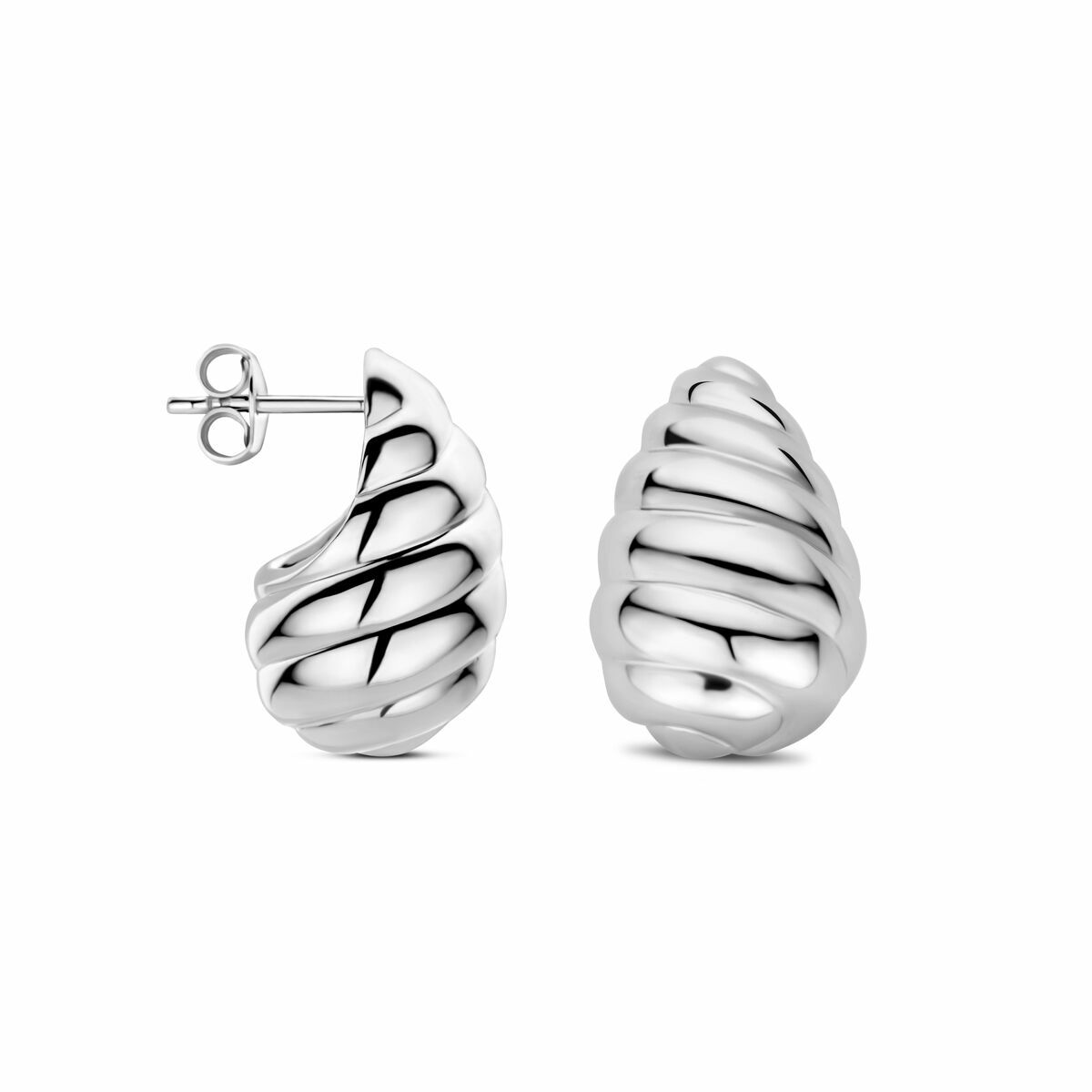 Ohrstecker Tropfen gedreht 20 mm Silber rhodiniert