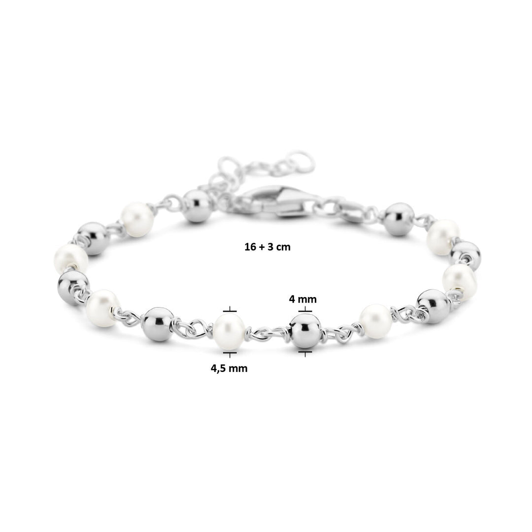 Armband Perle und Perlen 16 + 3 cm Silber rhodiniert