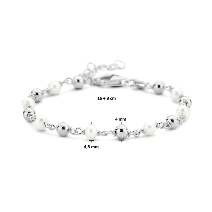 Armband Perle und Perlen 16 + 3 cm Silber rhodiniert