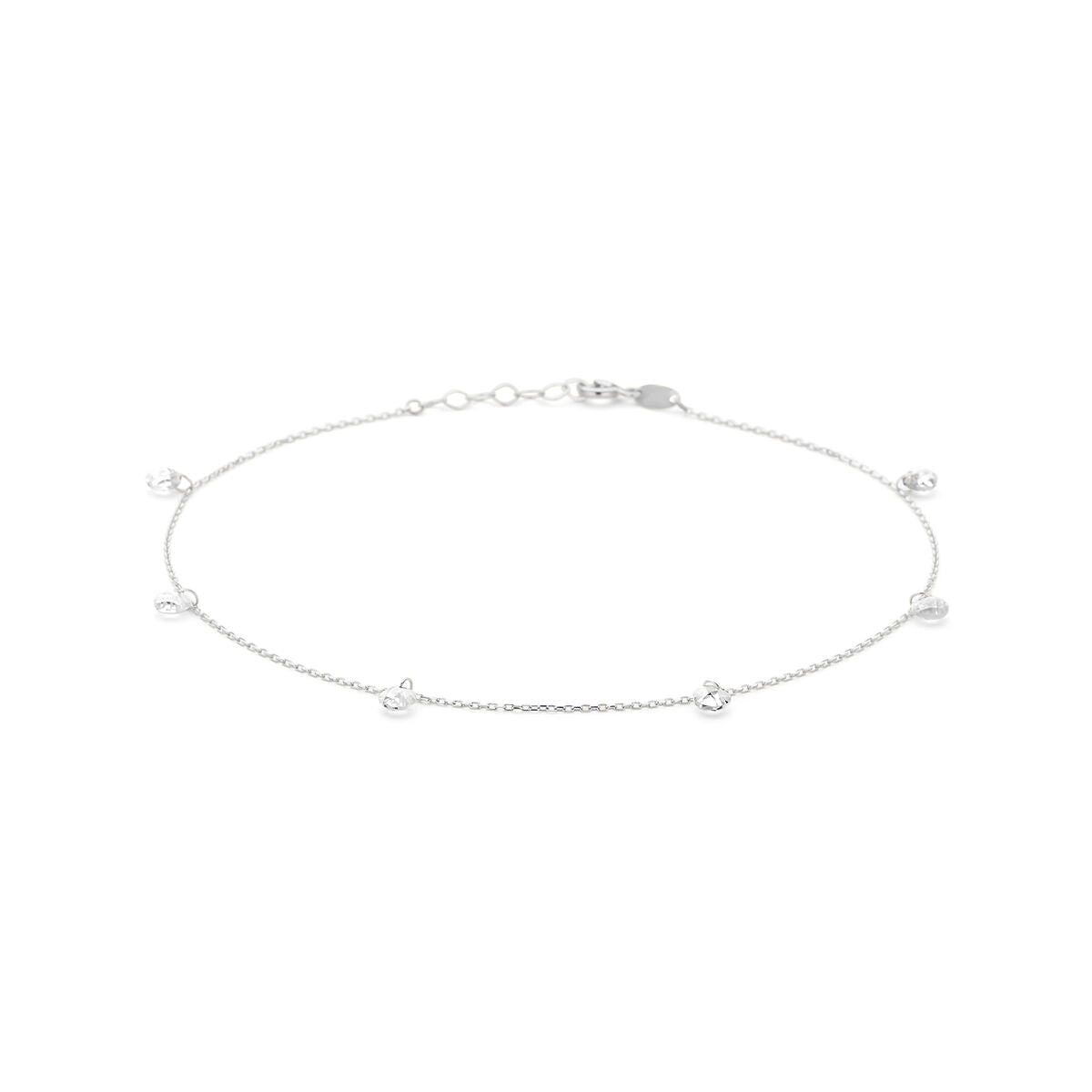 Zarte Silberkette mit rhodinierten Zirkonia-Steinen, Länge 24 + 2 cm, feines Design