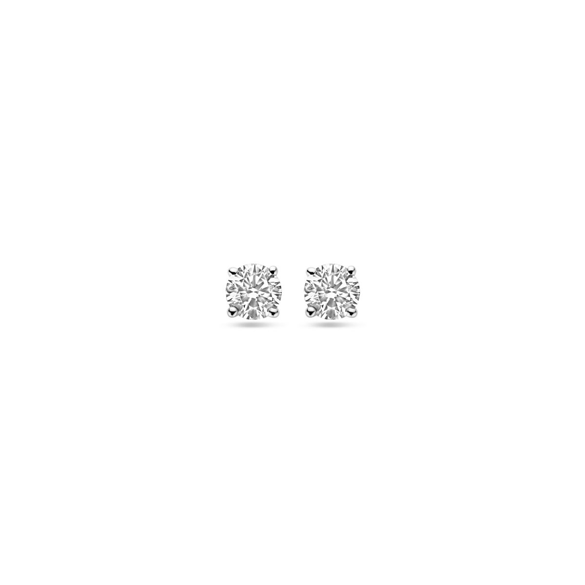 Ohrstecker mit lab-grown Diamanten (2x 0,25 ct) in 14K Weißgold, quadratische Form, 4 mm.