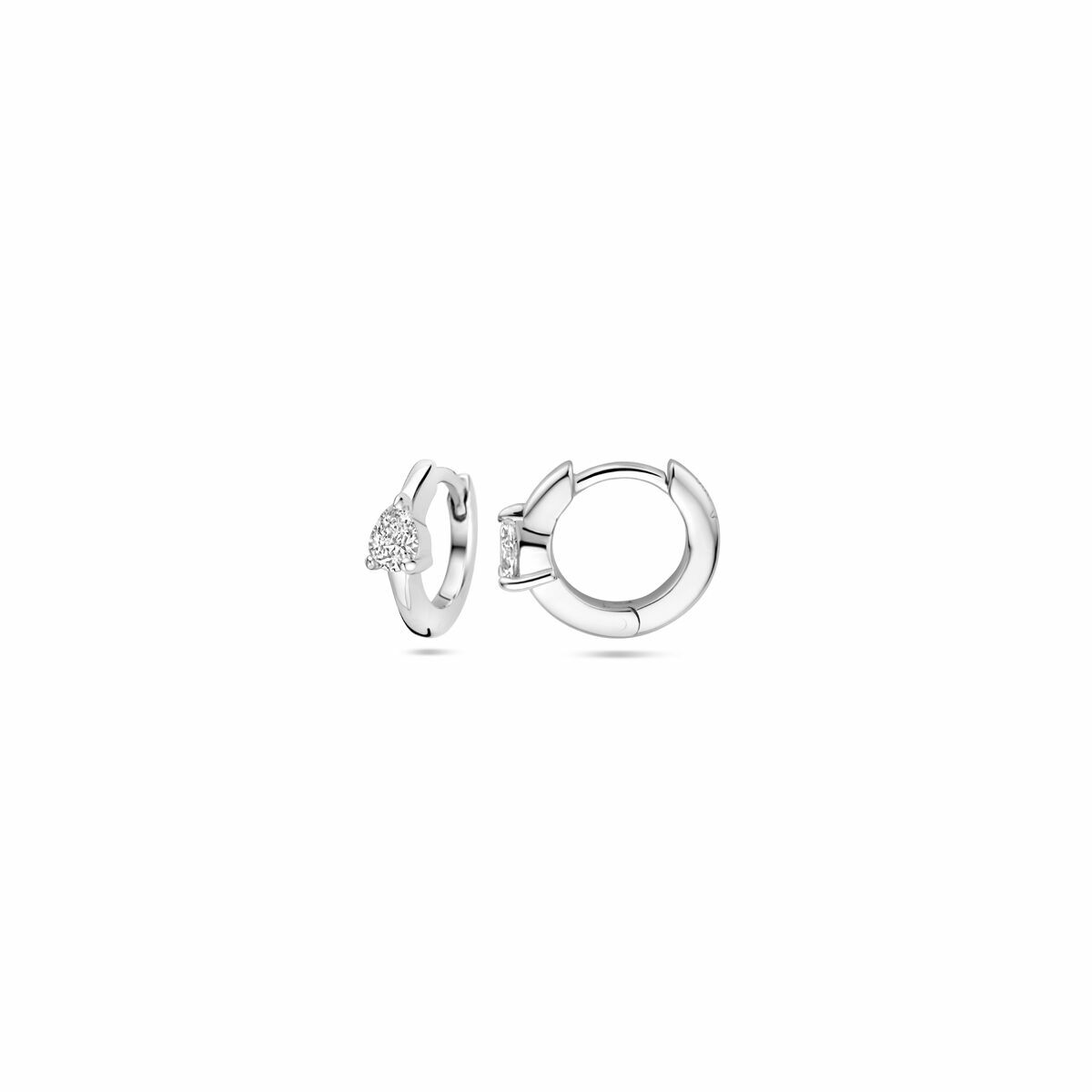 Klappcreolen Zirkonia 10 mm Silber rhodiniert