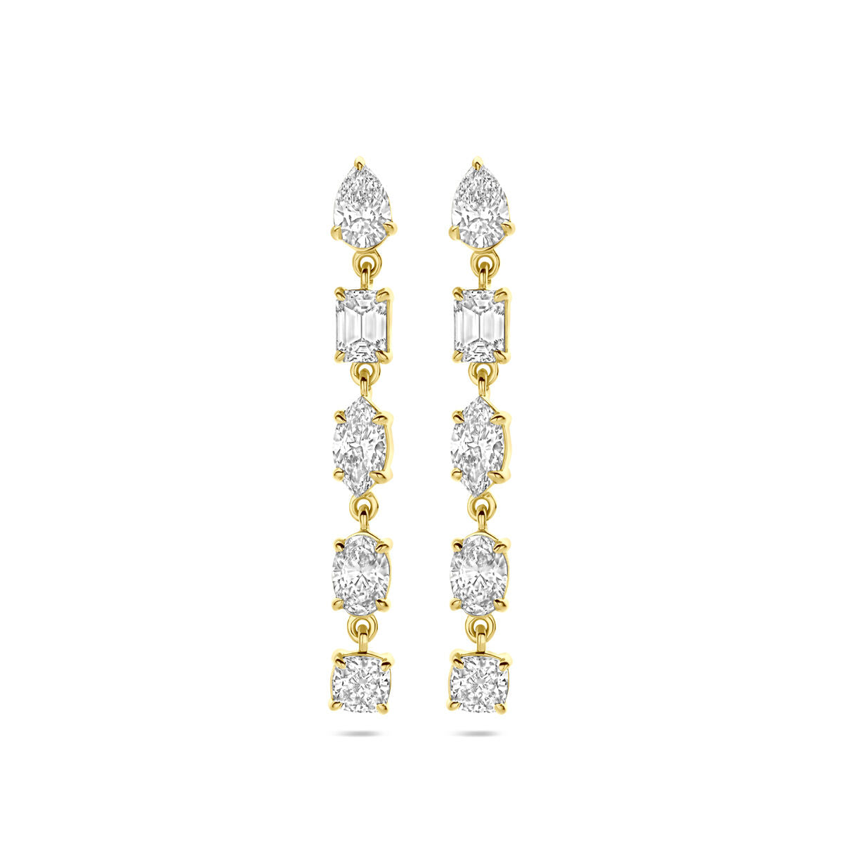 Ohrhänger aus 14K Gelbgold mit lab-grown Diamanten (2,00 ct) in verschiedenen Formen und 30 mm lang