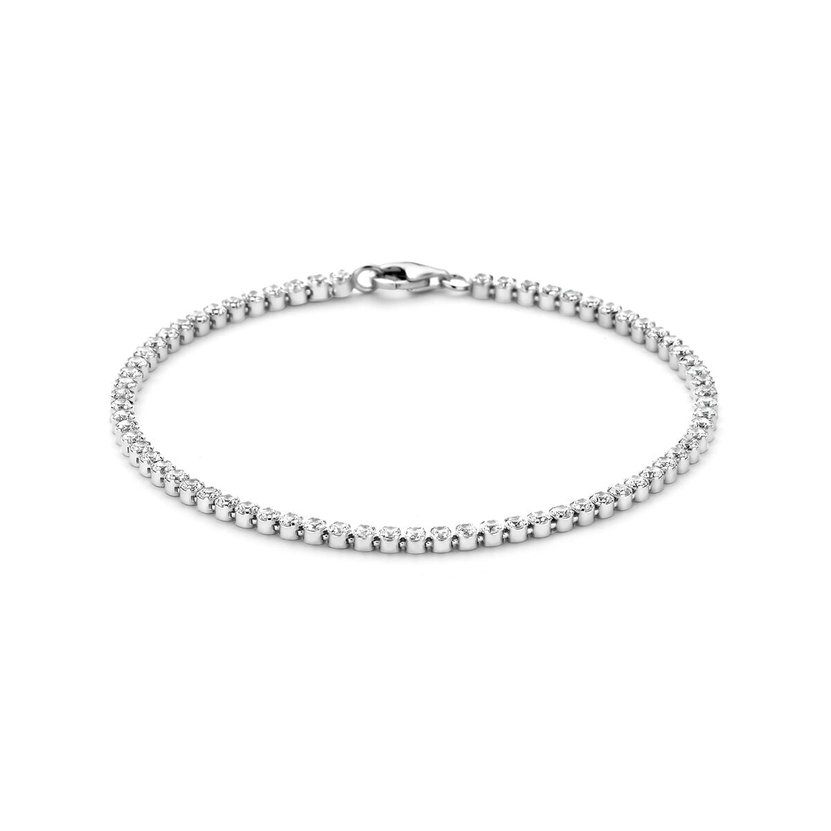 Tennisarmband aus rhodiniertem Silber mit 2,5 mm Zirkonia-Steinen