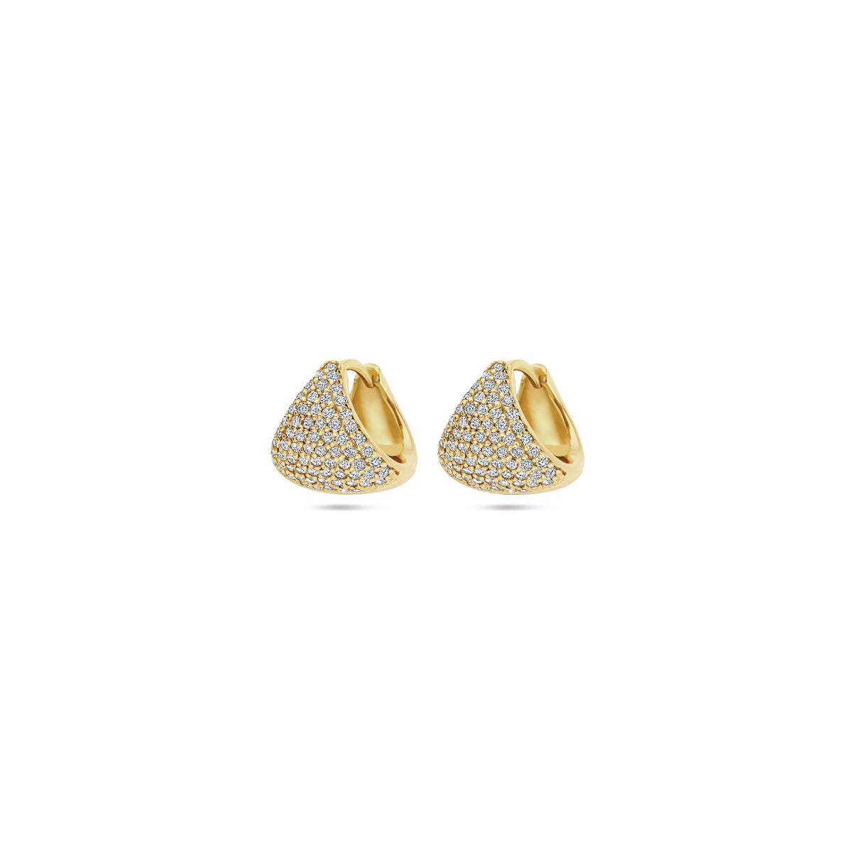 Klapp-Ohrringe aus vergoldetem Silber mit Zirkonia, 11 mm, in gelber Farbe