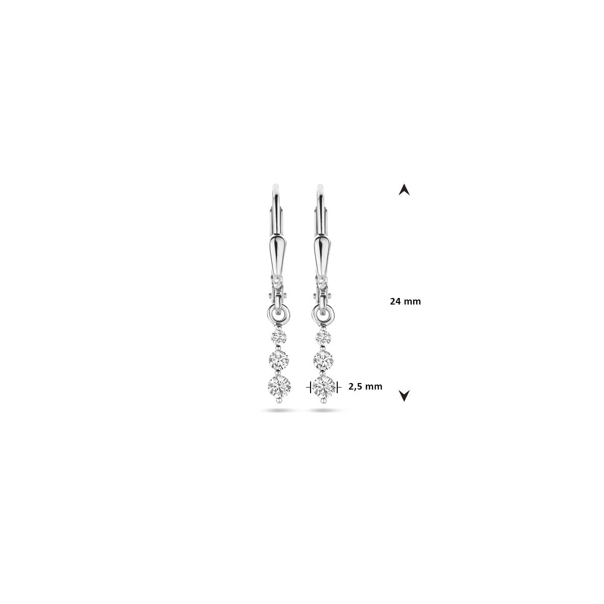 Ohrhänger Zirkonia Brisurhaken 24 mm rhodiniertes Silber