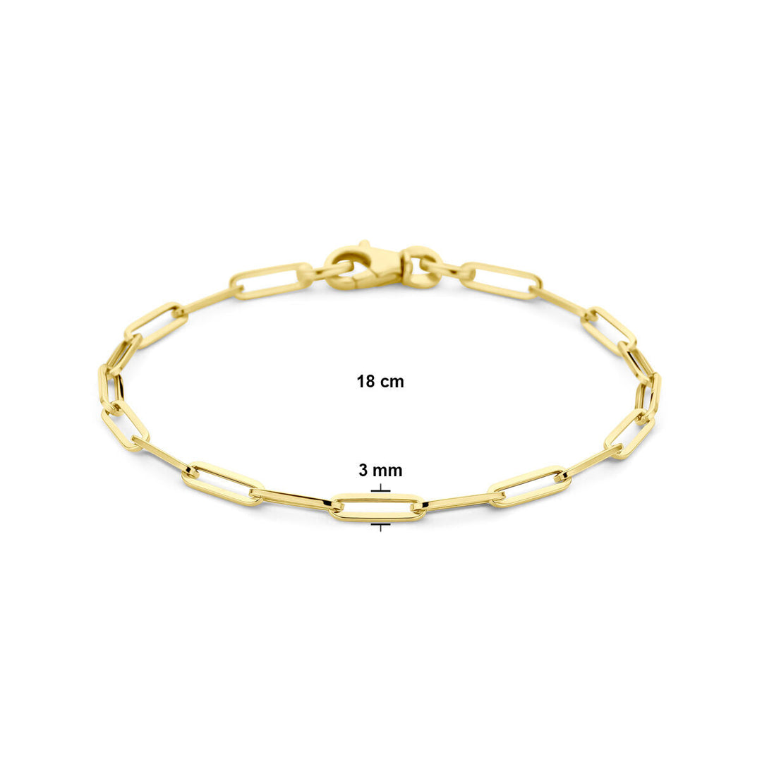 Goldarmband Damen Büroklammer Vierkantrohr 14K