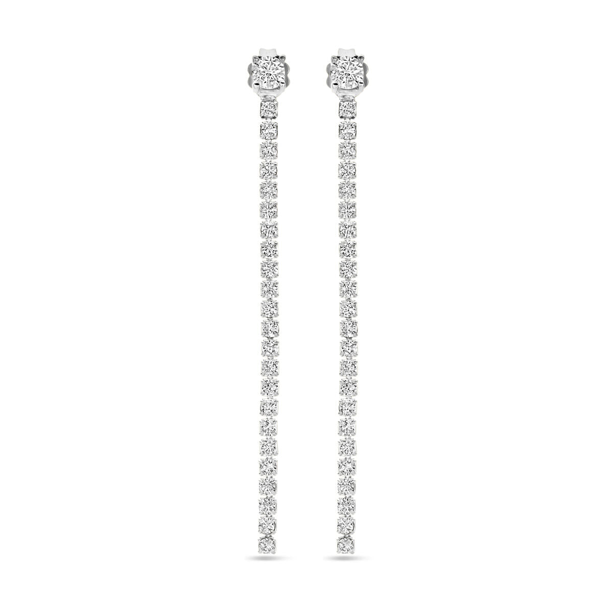 Ohrhänger aus rhodiniertem Silber mit Zirkonia, 55 mm lang, in schlichter, eleganter Form