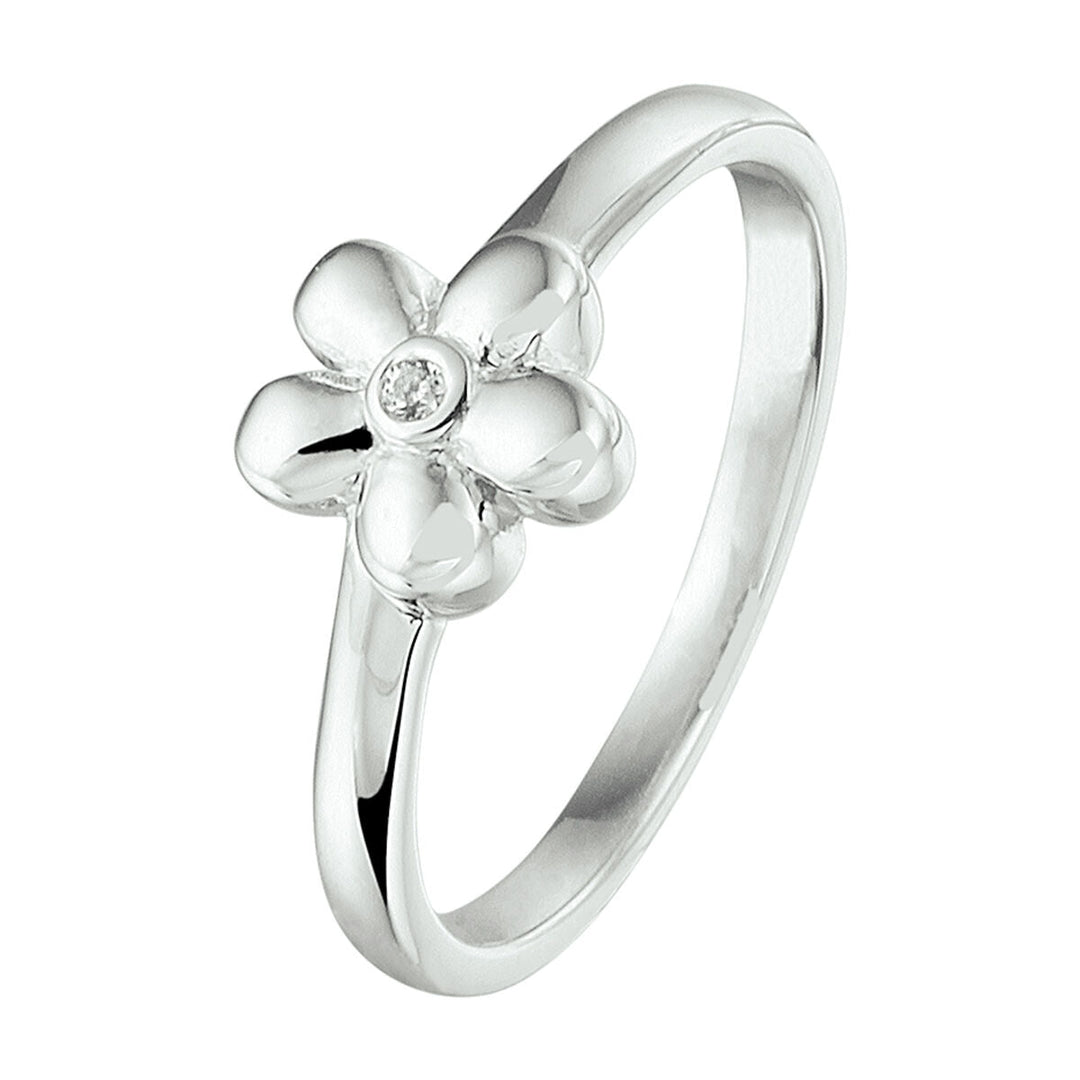 Ring Blume Zirkonia Silber rhodiniert