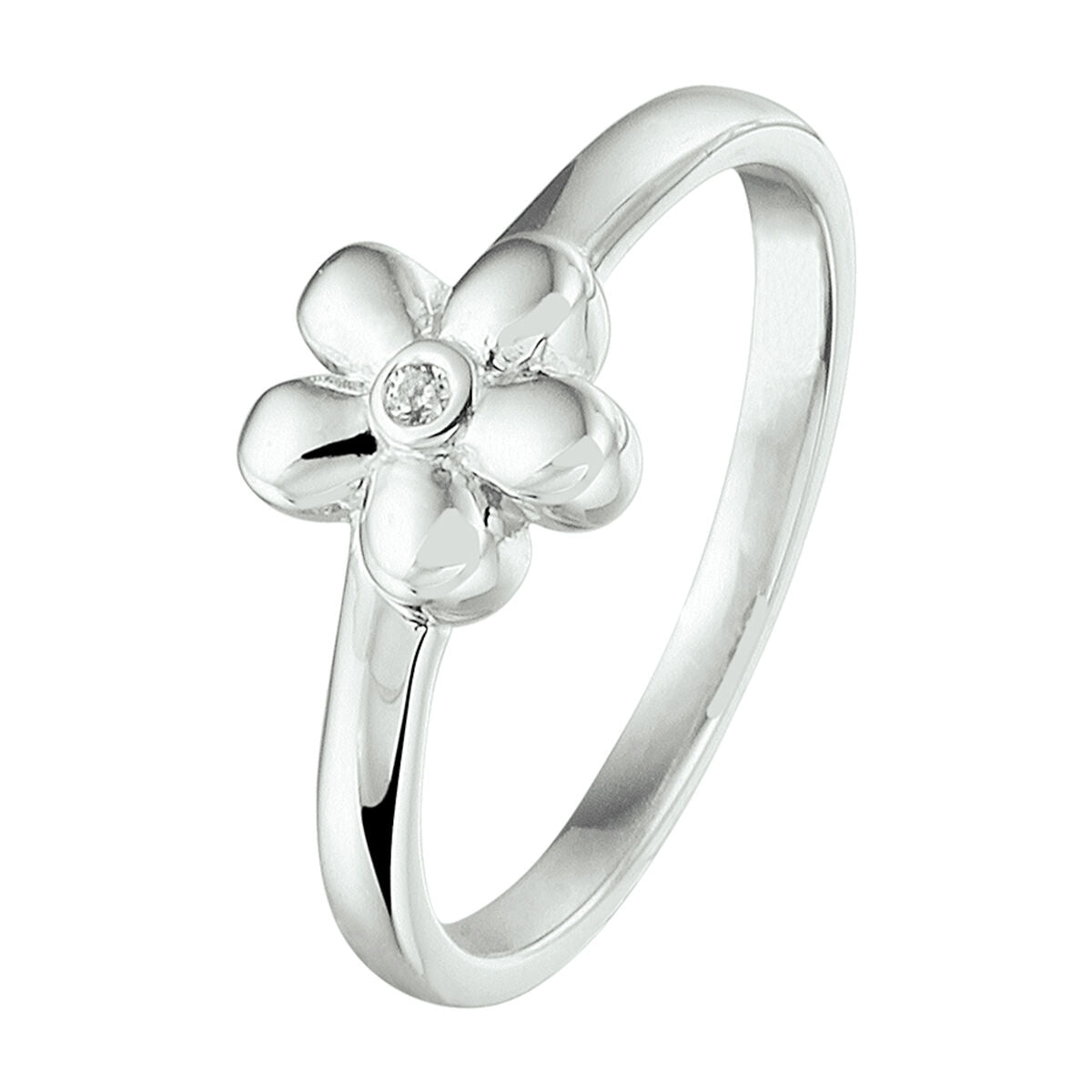 Ring Blume Zirkonia Silber rhodiniert