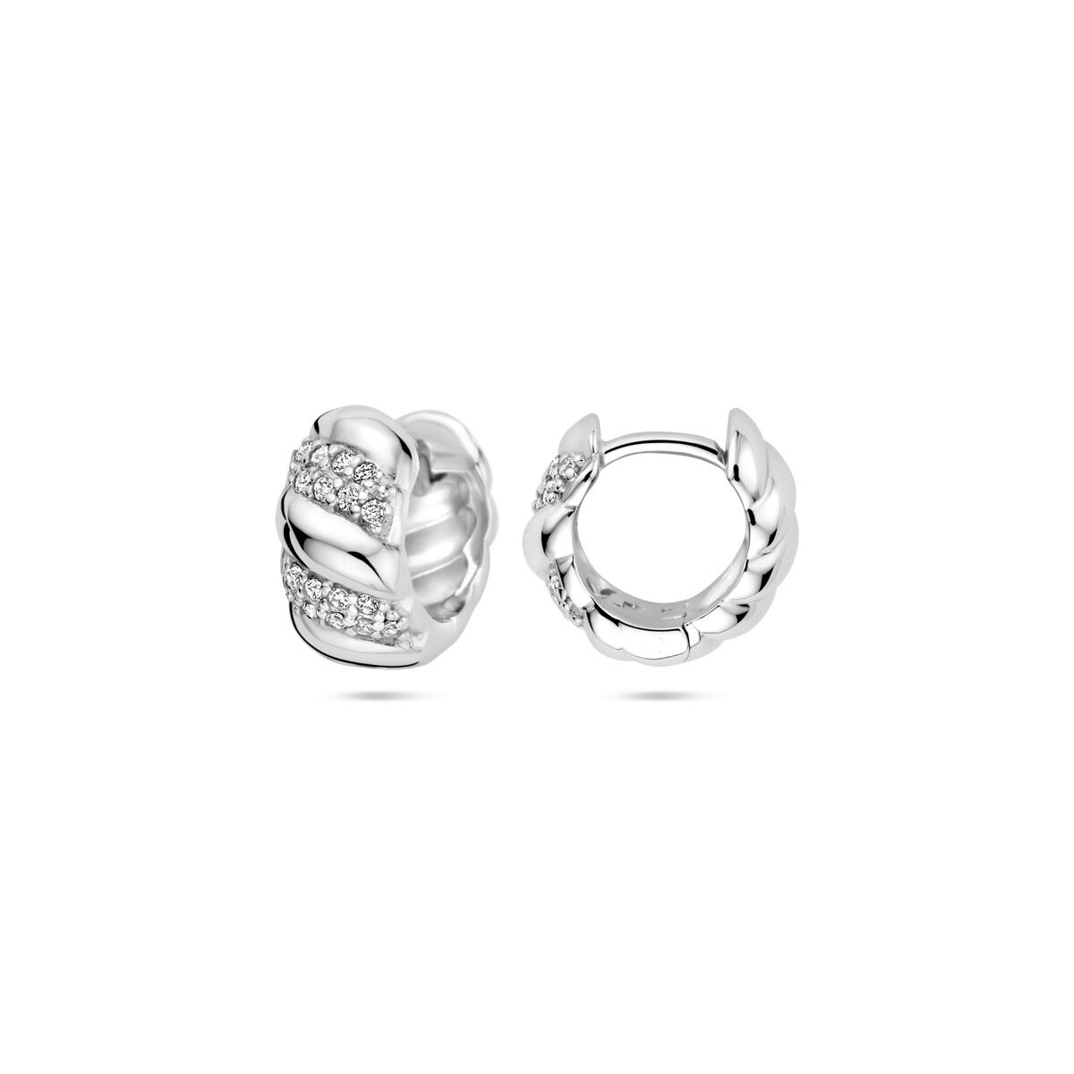 Klappcreolen Zirkonia gedreht 6 mm Silber rhodiniert