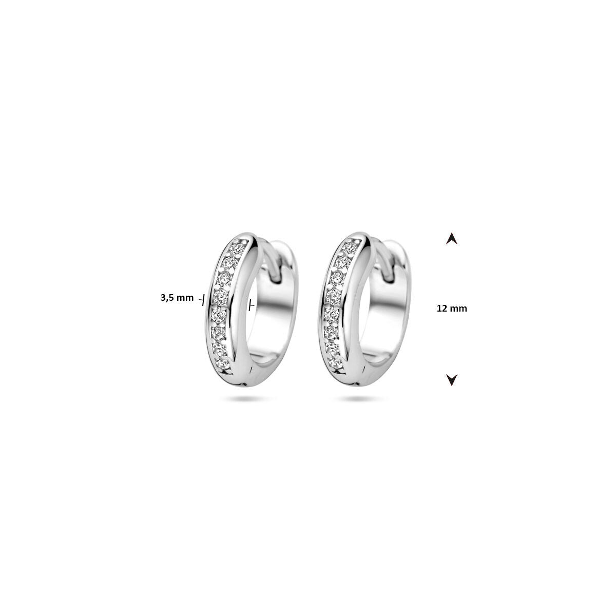 Klappohrringe Zirkonia 12 mm Silber rhodiniert