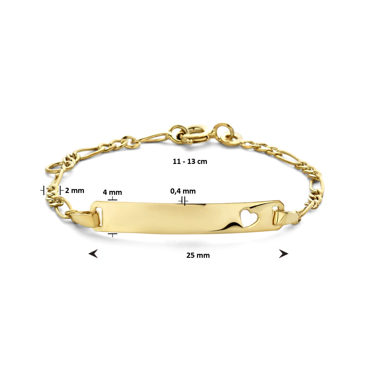 9 Karat Gravurarmband Herzplatte 4,0 mm 9 Karat