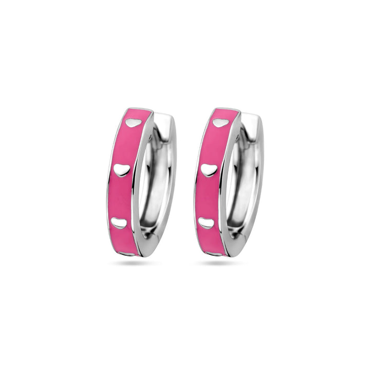 Ohrhänger rosa Emaille, Silber rhodiniert