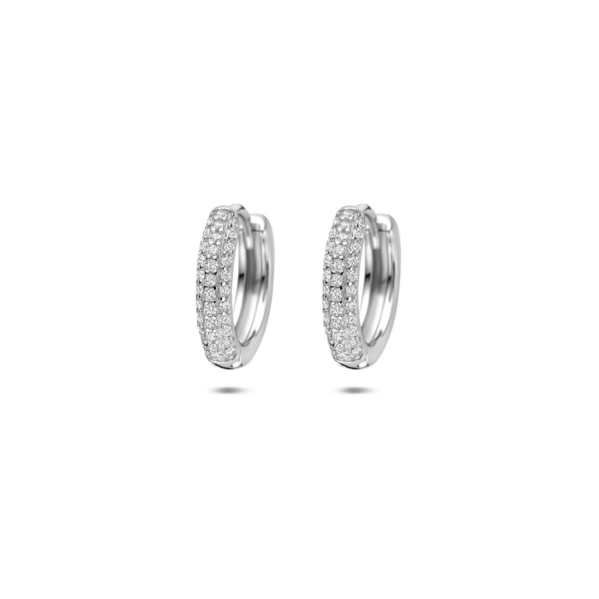 Silberne Klapohringe aus rhodiniertem 925 Silber mit Zirkonia-Steinen