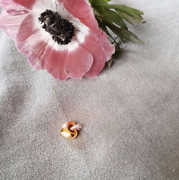 Gelbgold Herzanhänger mit Brillant - 14 Karat - 0,05 Karat Diamant