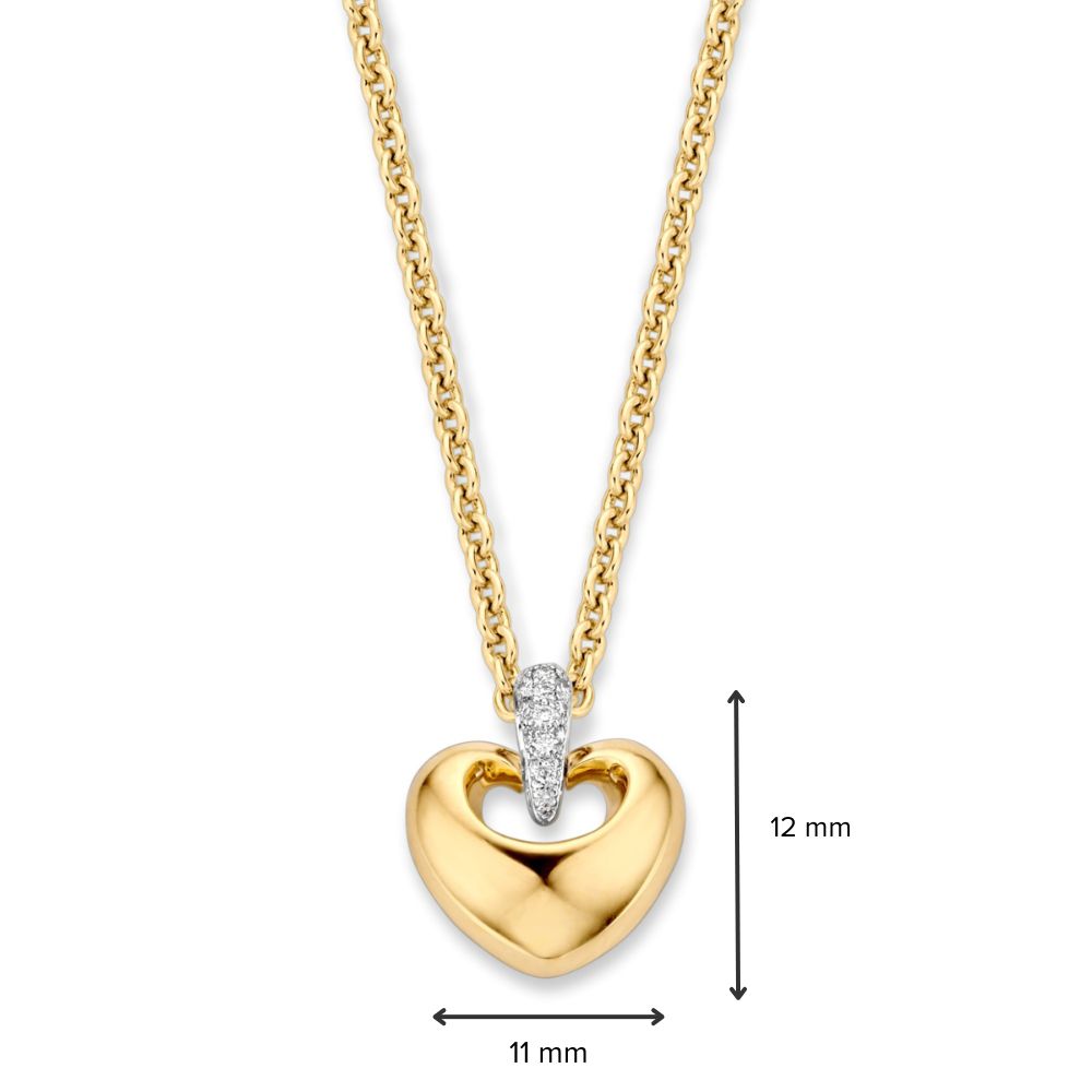 Gelbgold Herzanhänger mit Brillant - 14 Karat - 0,05 Karat Diamant