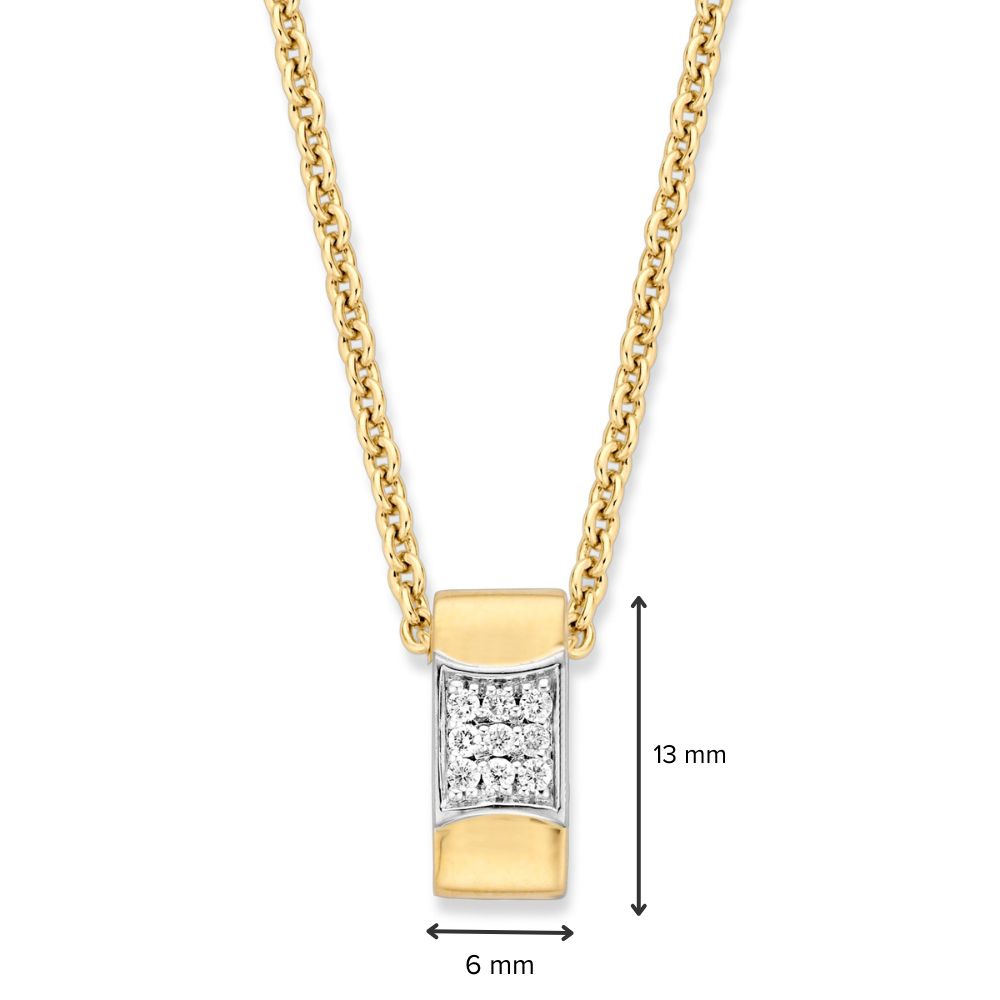 Gelbgold-Anhänger mit Diamant in Pavé-Fassung - 14 Karat - 0,10 Karat Diamant