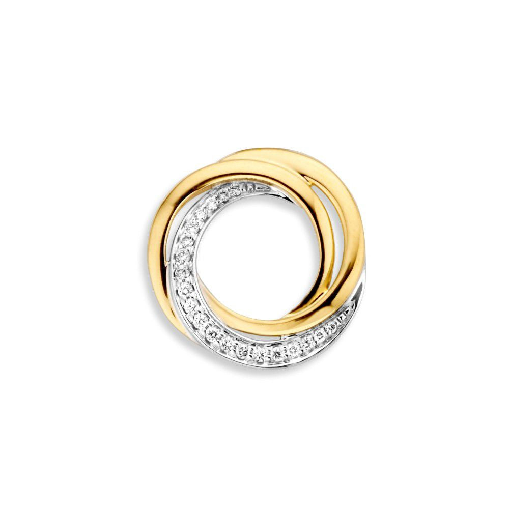 Bicolor Hänger aus Weiß- und Gelbgold mit 0,11 Karat Brillant und geschwungenem Design
