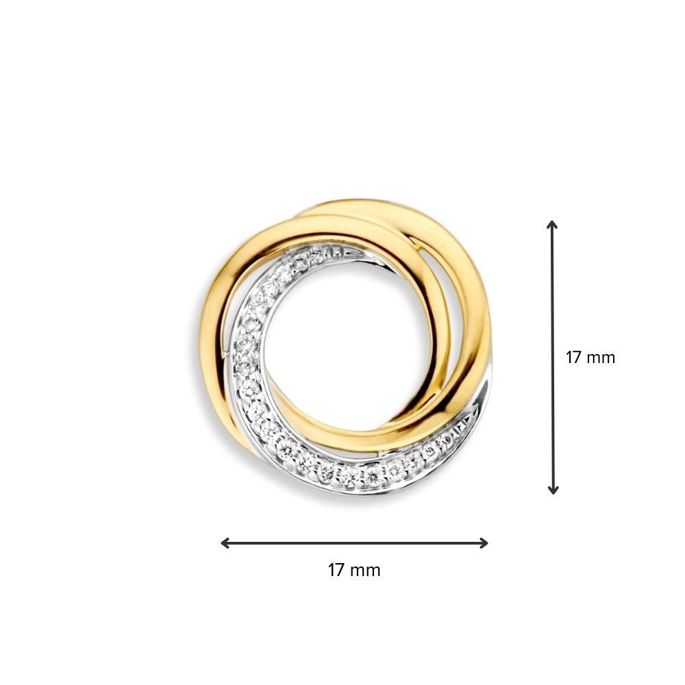 Bicolor-Anhänger aus Weiß- und Gelbgold mit Diamant – 14 Karat, 0,11 Karat Brillant