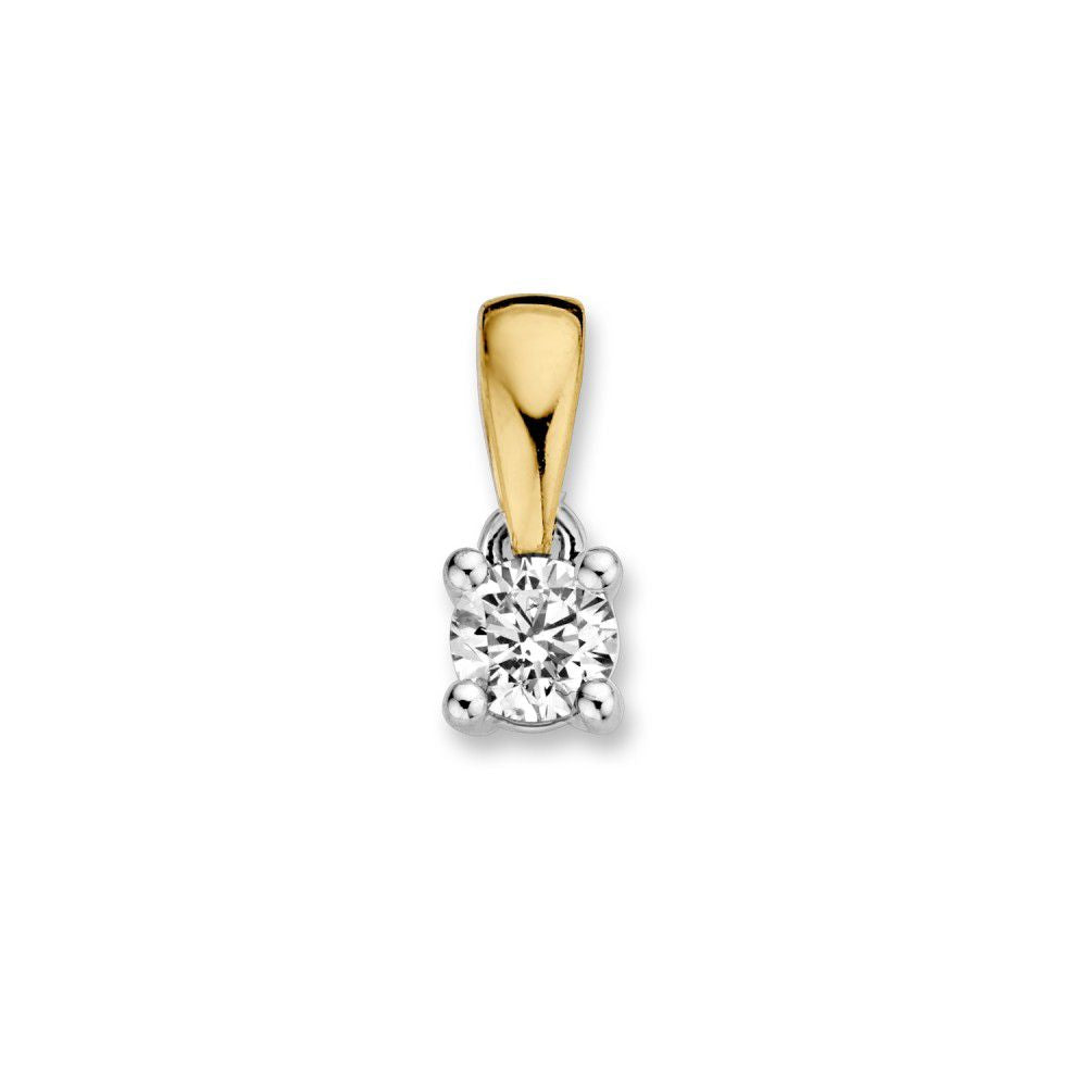Bicolor 14-karätiger Gold-Solitär-Anhänger mit 0,16 ct Brillant-Diamant
