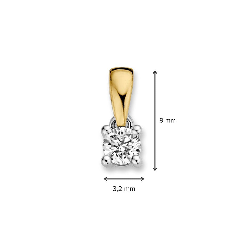 Bicolor-Solitäranhänger aus 14 Karat Gold mit 0,16 Karat Brillanten