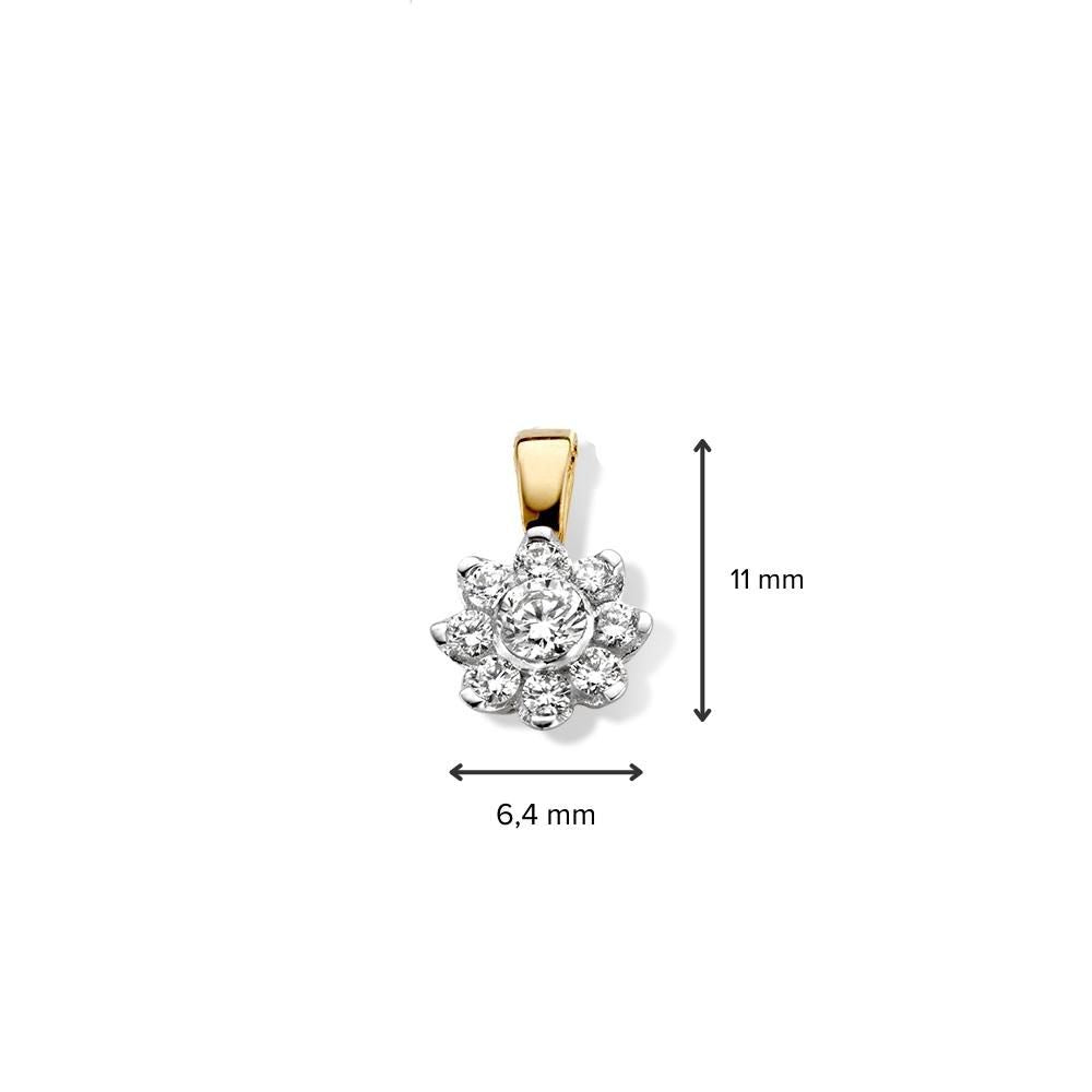 Gelbgoldener Entourage-Anhänger mit Brillanten – 14 Karat – 0,21 ct Diamant