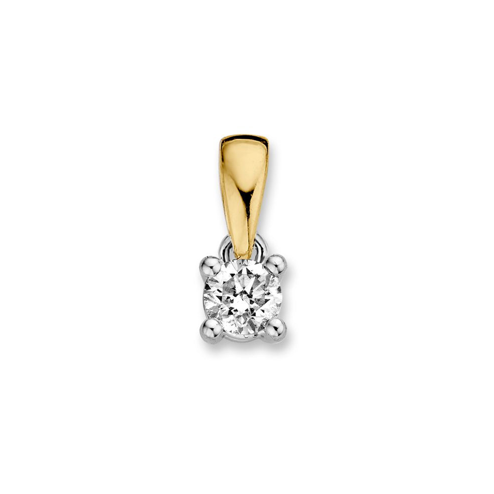 Bicolor Goldanhänger mit 0,24 ct Brillant in Vierpootszetting
