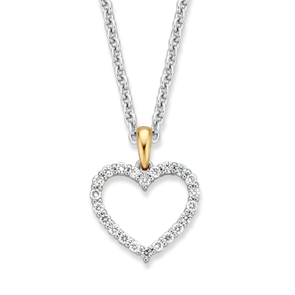 Harthänger aus 14 Karat Gold mit 0,26 ct Brillanten, an einer silbernen Kette