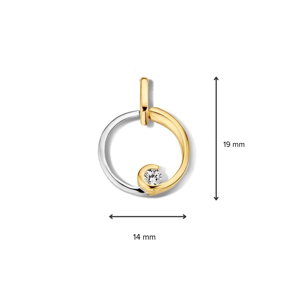 Bicolor-Anhänger aus Weiß- und Gelbgold mit Zirkonia