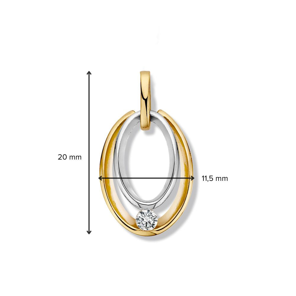 Bicolor-Anhänger aus Weiß- und Gelbgold mit Zirkonia – Eleganz und Stil in Einem