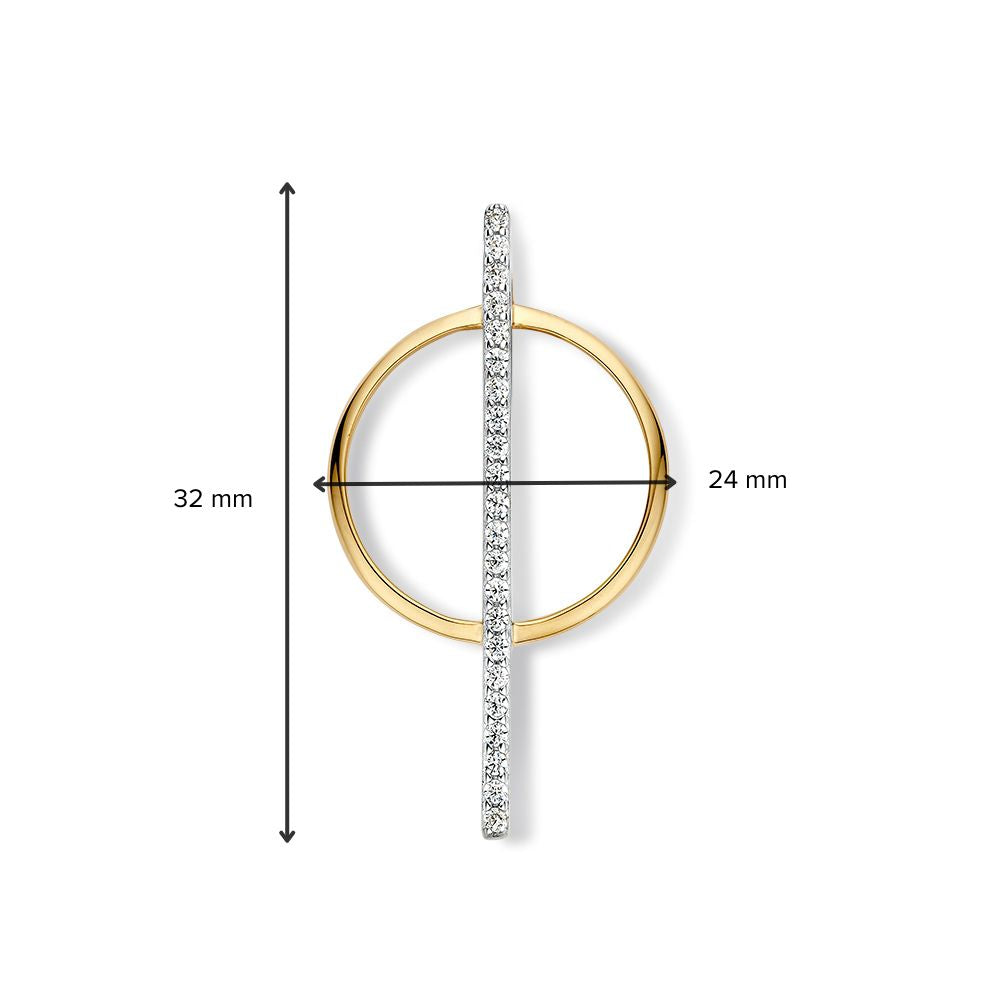 Bicolor Weiß- und Gelbgold-Anhänger mit Zirkonia