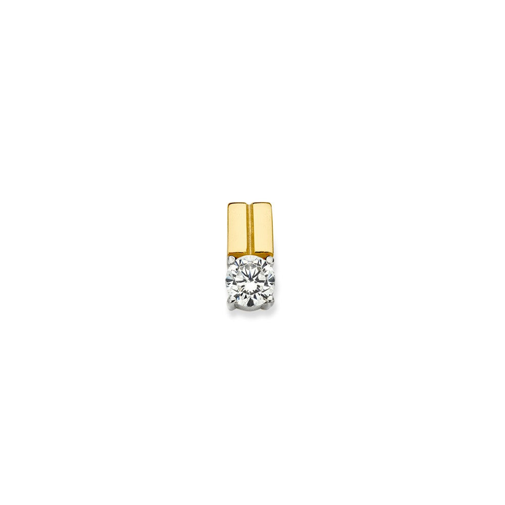 Bicolor Goldener Solitär-Anhänger mit Zirkonia und schlichtem Design