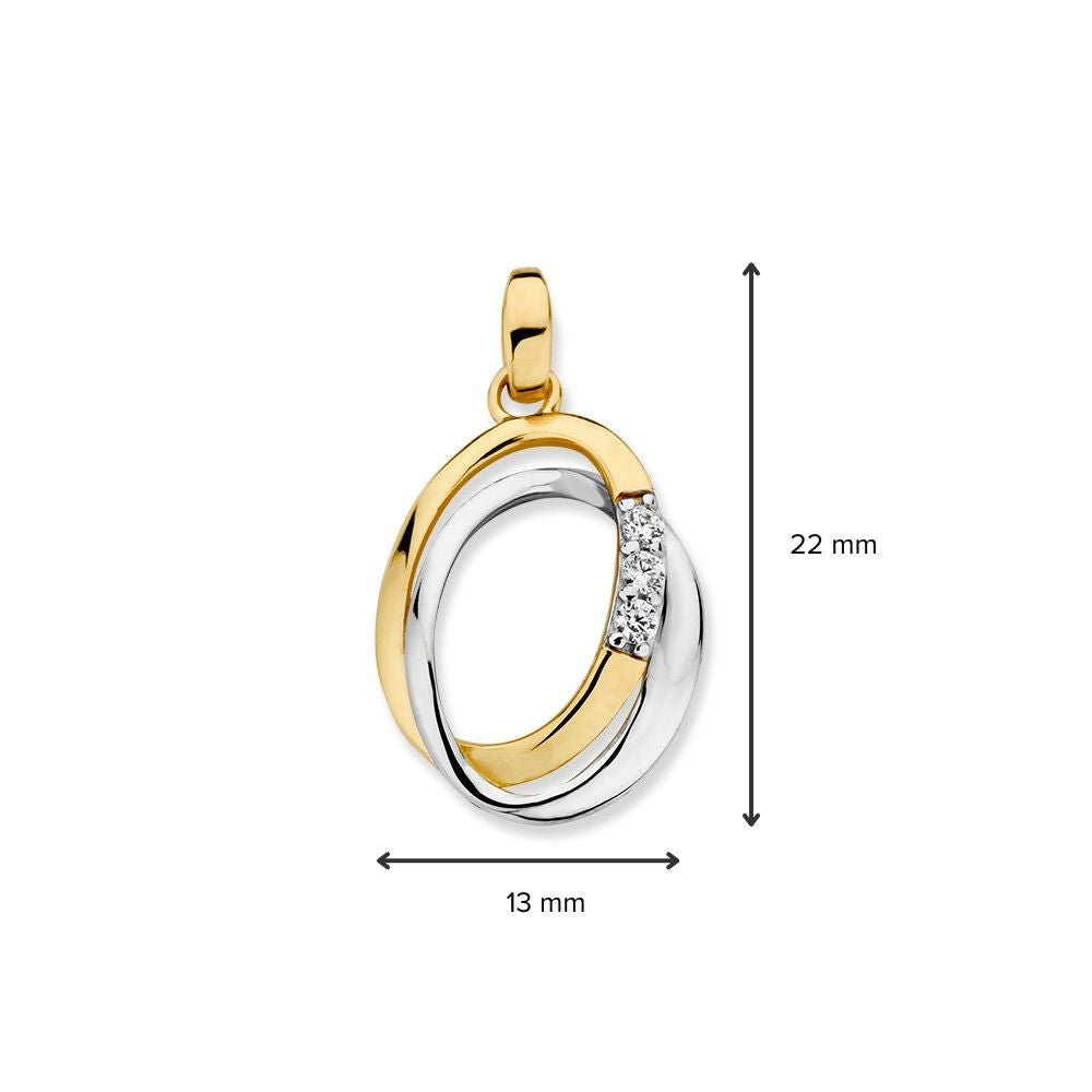 Bicolor 14K Goldanhänger mit Zirkonia für Damen, elegante Ohrhänger