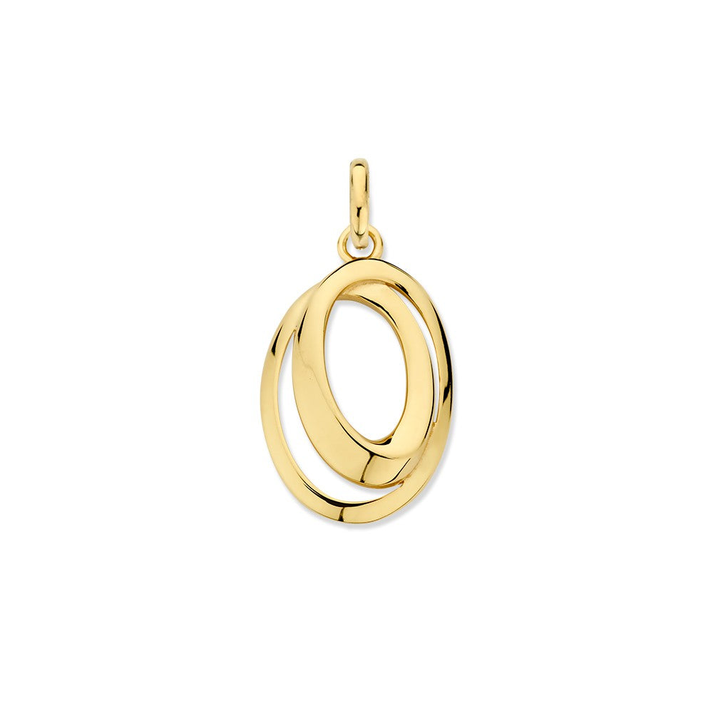 Hänger aus 14K Gelbgold mit zwei ovalen, verbundenen Kreisen