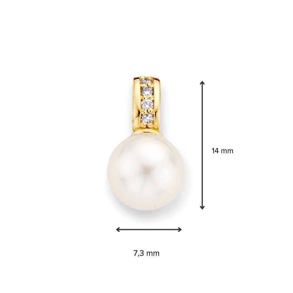 Klassischer Gelbgold-Anhänger mit Süßwasserperle und Diamant