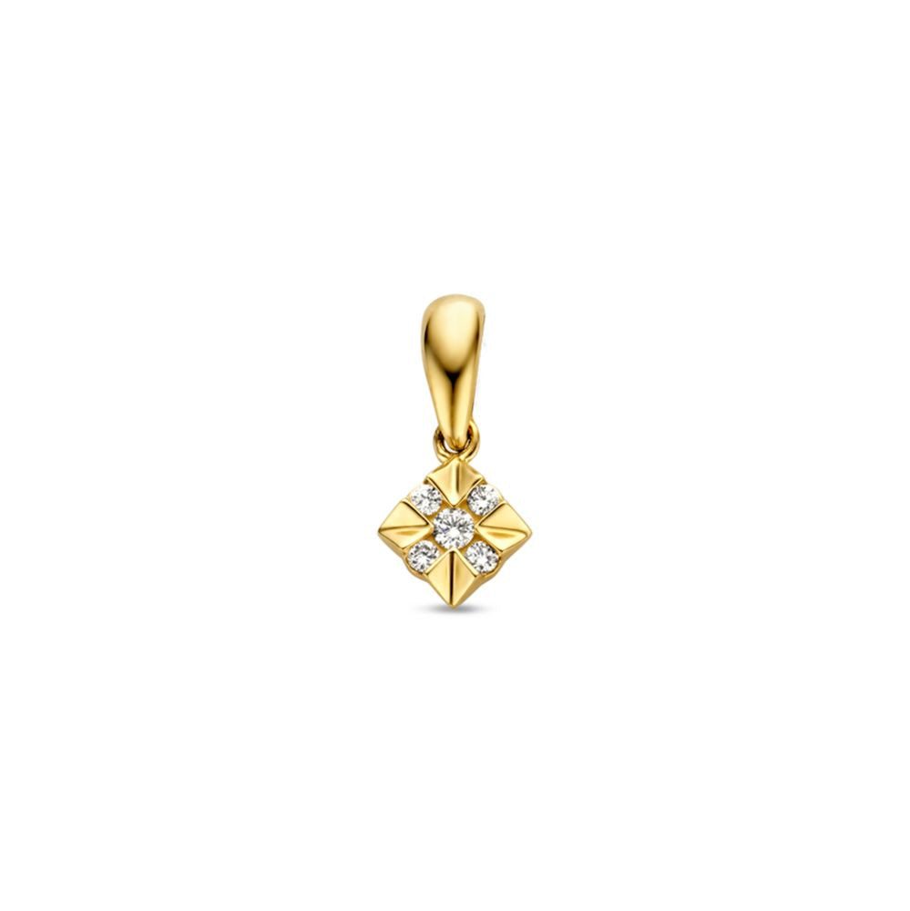 Hänger aus Gelbgold mit diamantbesetztem, quadratischem Design und subtiler Eleganz