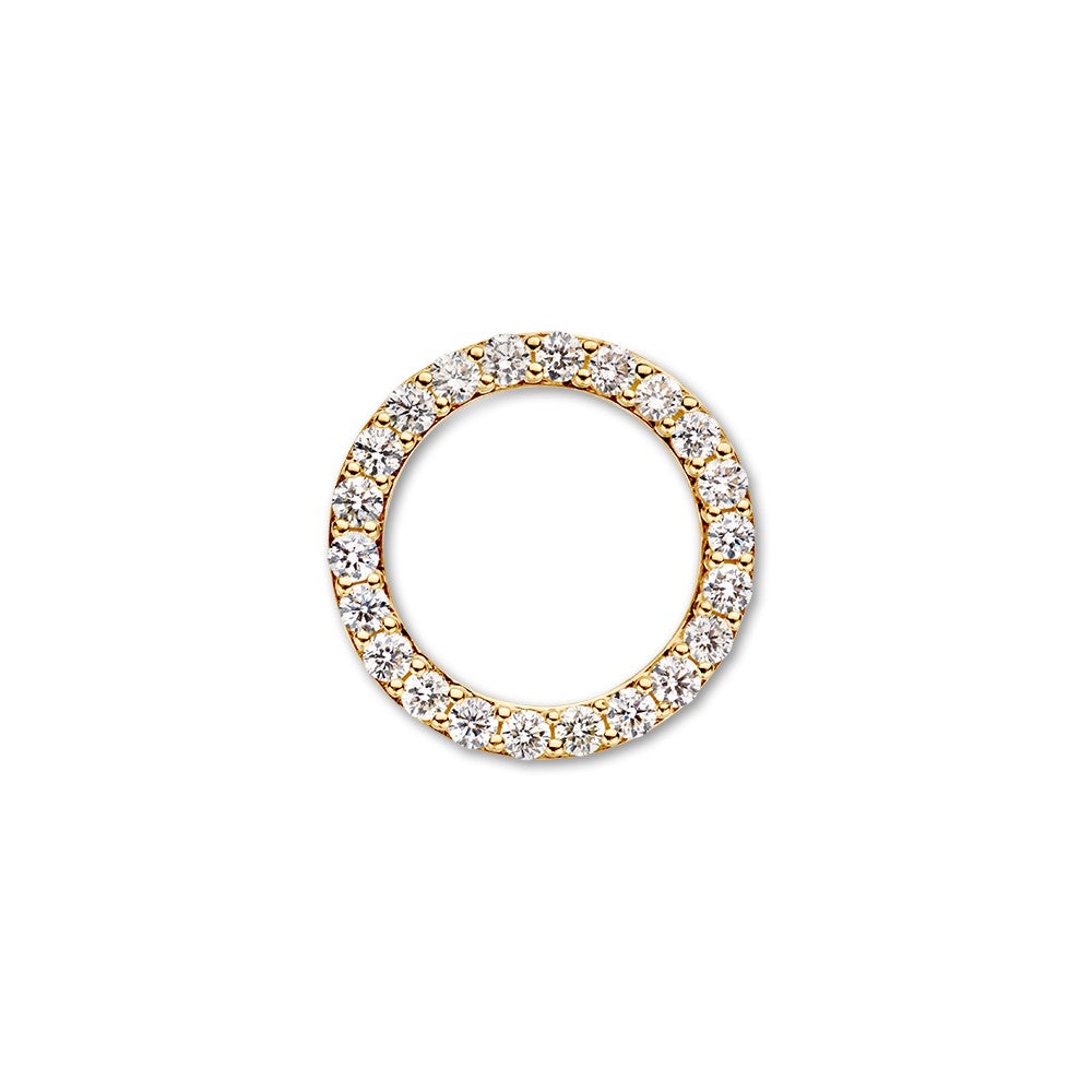 Runde, elegante Anhänger aus Gelbgold mit 0,74 ct funkelnden Diamanten und versteckten Ösen