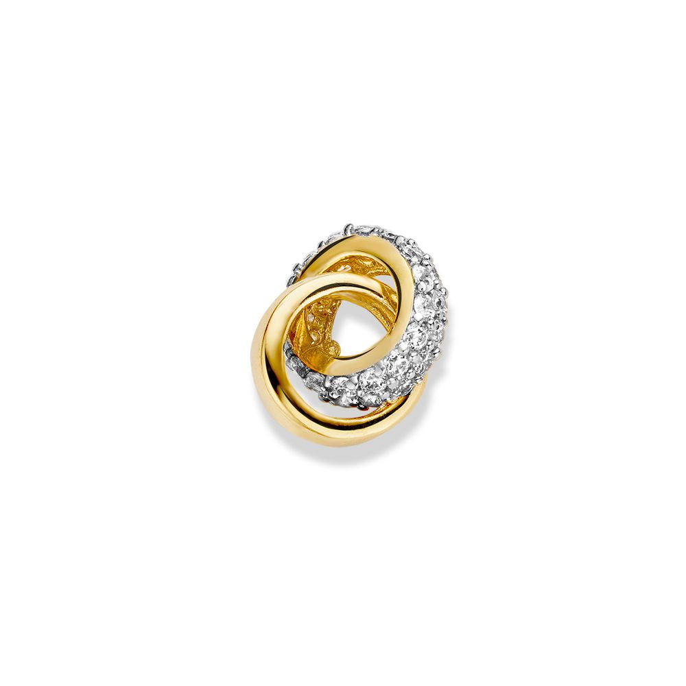 Bicolor Anhänger aus Weiß- und Gelbgold mit Zirkonia, 14 Karat, 1,3 Gramm, 2,8 mm