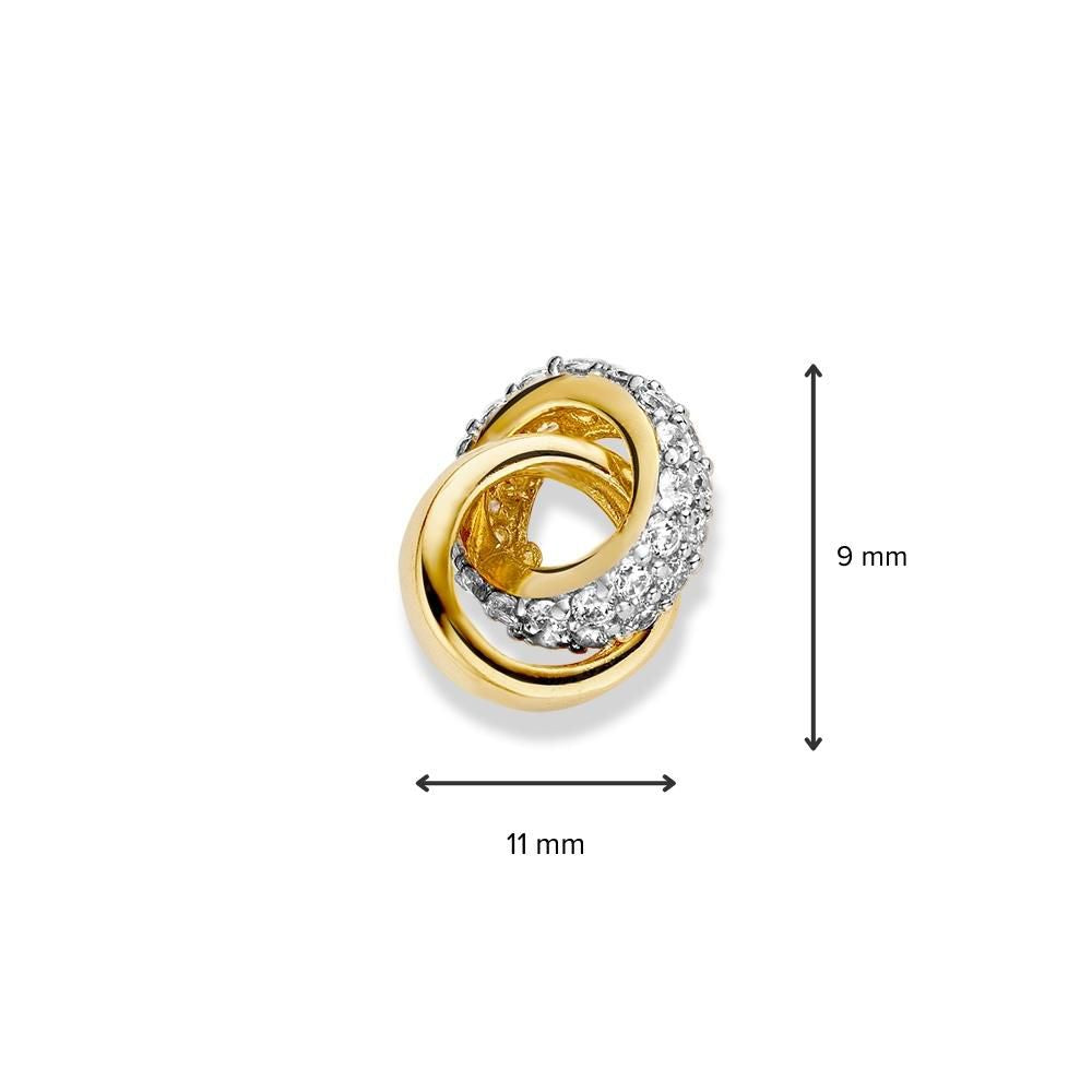 Bicolor-Anhänger aus Weiß- und Gelbgold mit Zirkonia – 14 Karat, 1,3 Gramm, 2,8 mm